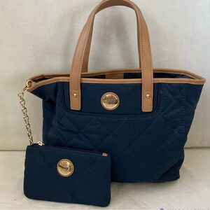 Tommy Hilfiger Blue Canvas & Faux Leather
Satchel Purse